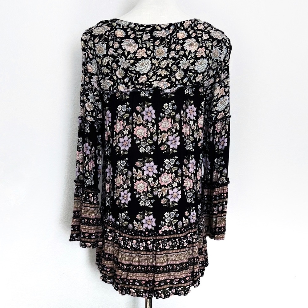 AMERICAN EAGLE OUTFITTERS AEO CUTOUT Floral Tunic Bell Sleeve Tiered Ruffled… - Picture 7 of 16